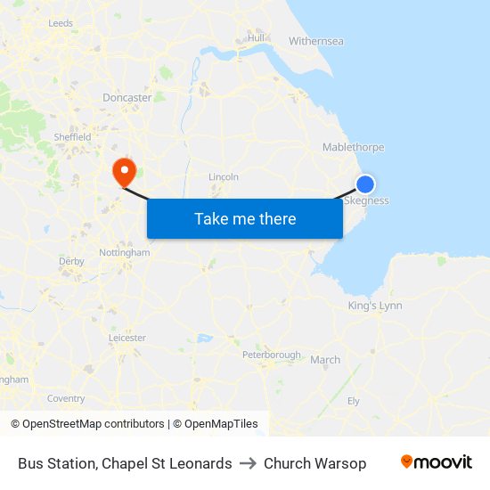 Bus Station, Chapel St Leonards to Church Warsop map