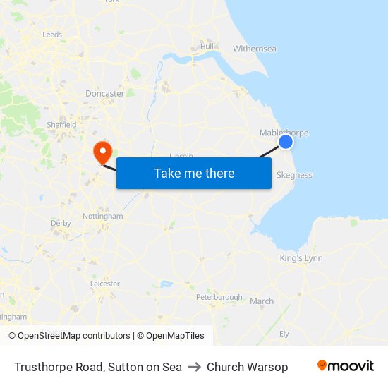 Trusthorpe Road, Sutton on Sea to Church Warsop map