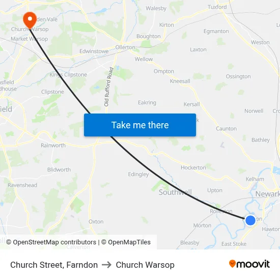 Church Street, Farndon to Church Warsop map