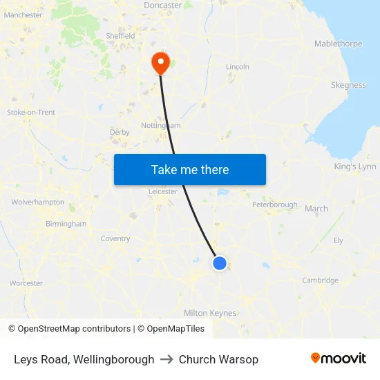 Leys Road, Wellingborough to Church Warsop map