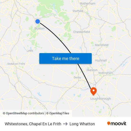 Whitestones, Chapel En Le Frith to Long Whatton map