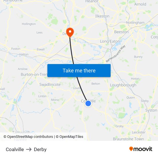 Coalville to Coalville map