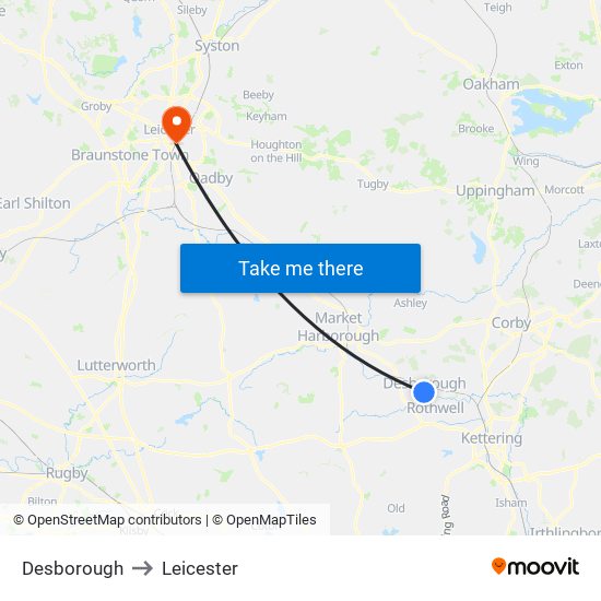 Desborough to Desborough map