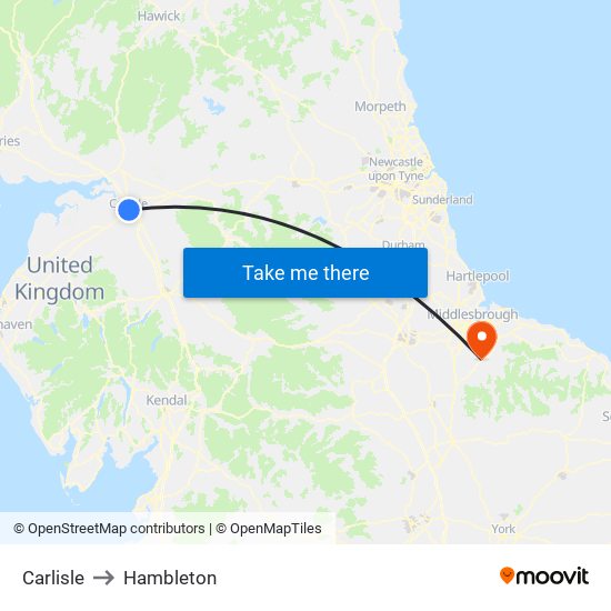 Carlisle to Hambleton map