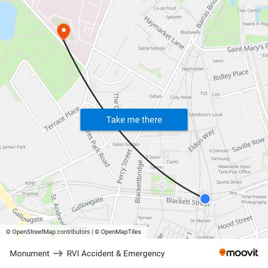 Monument to RVI Accident & Emergency map