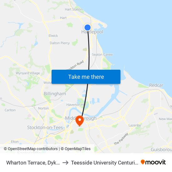 Wharton Terrace, Dyke House to Teesside University Centuria Building map