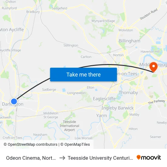Odeon Cinema, North Lodge to Teesside University Centuria Building map