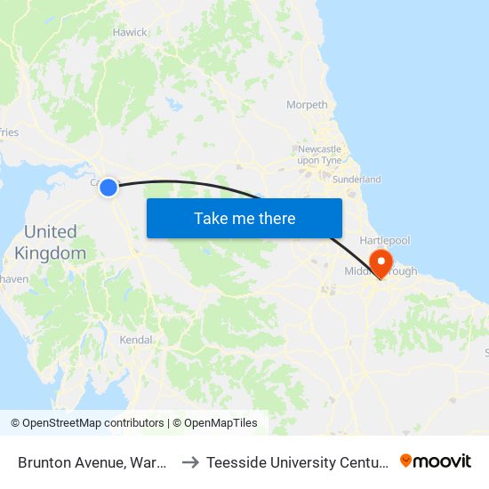 Brunton Avenue, Warwick Road to Teesside University Centuria Building map