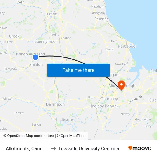 Allotments, Canney Hill to Teesside University Centuria Building map