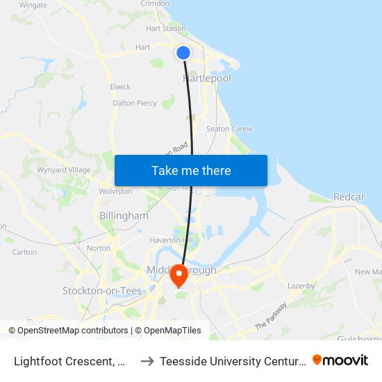 Lightfoot Crescent, West View to Teesside University Centuria Building map