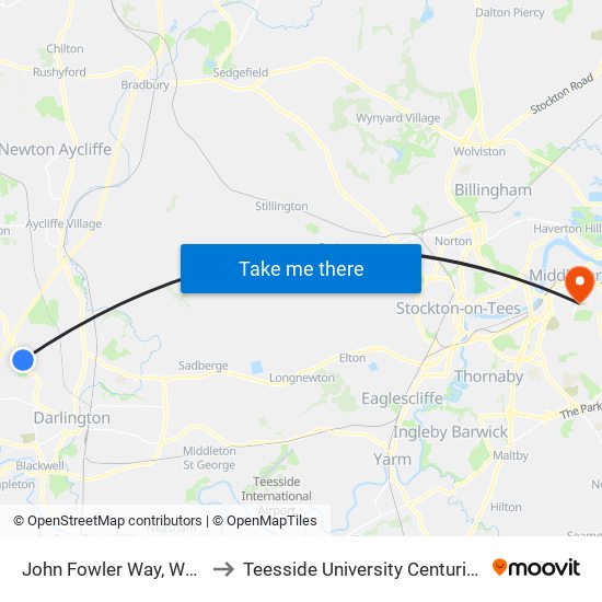 John Fowler Way, West Park to Teesside University Centuria Building map