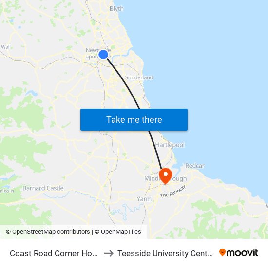 Coast Road Corner House, Heaton to Teesside University Centuria Building map