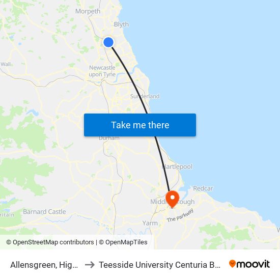 Allensgreen, High Pit to Teesside University Centuria Building map