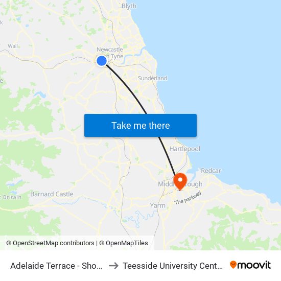 Adelaide Terrace - Shops, Benwell to Teesside University Centuria Building map