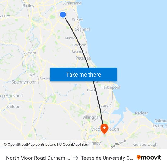 North Moor Road-Durham Road-, Farringdon to Teesside University Centuria Building map