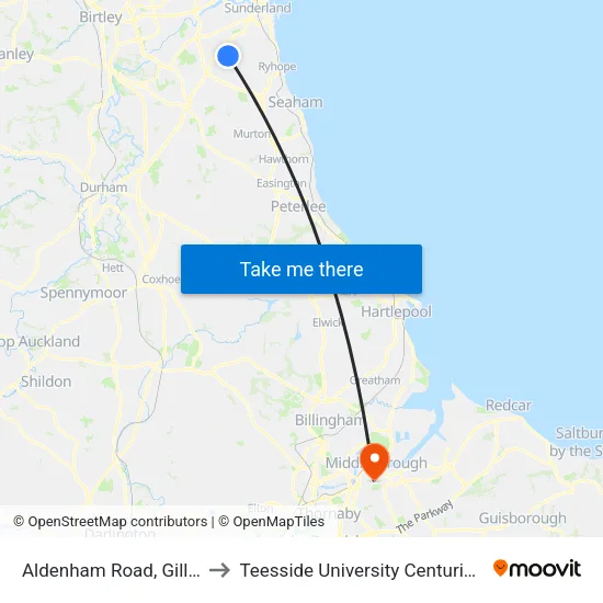 Aldenham Road, Gilley Law to Teesside University Centuria Building map