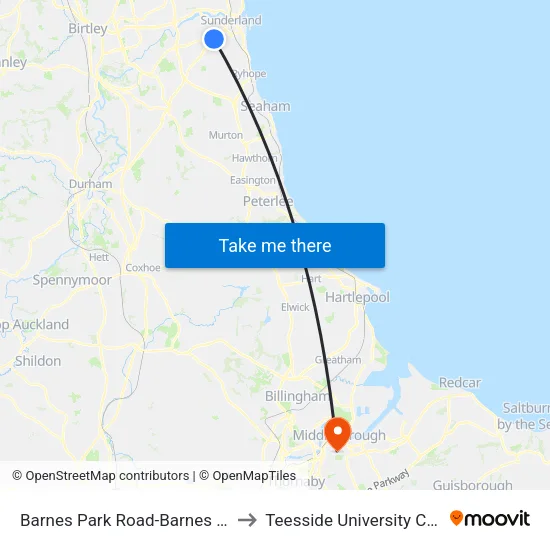 Barnes Park Road-Barnes View, High Barnes to Teesside University Centuria Building map