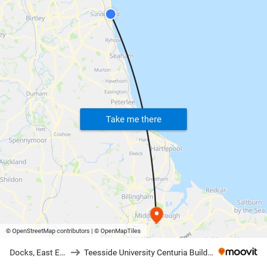 Docks, East End to Teesside University Centuria Building map