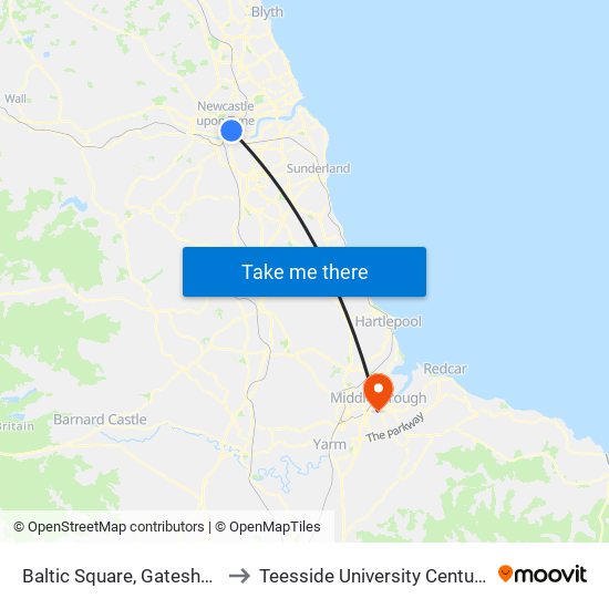 Baltic Square, Gateshead Quays to Teesside University Centuria Building map