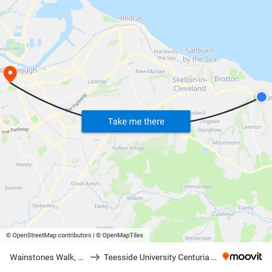 Wainstones Walk, Loftus to Teesside University Centuria Building map