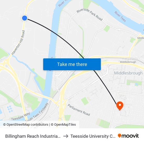 Billingham Reach Industrial Estate, Billingham to Teesside University Centuria Building map