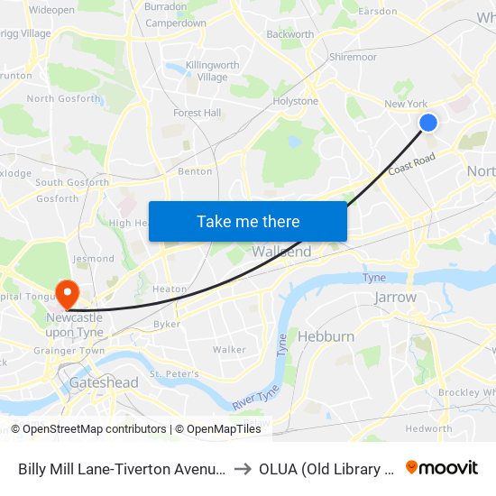 Billy Mill Lane-Tiverton Avenue, Billy Mill to OLUA (Old Library Cluster) map