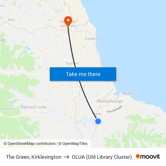 The Green, Kirklevington to OLUA (Old Library Cluster) map