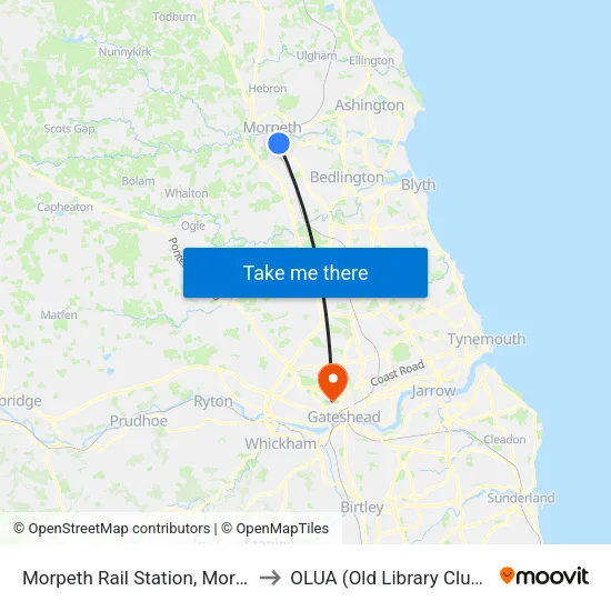 Morpeth Rail Station, Morpeth to OLUA (Old Library Cluster) map