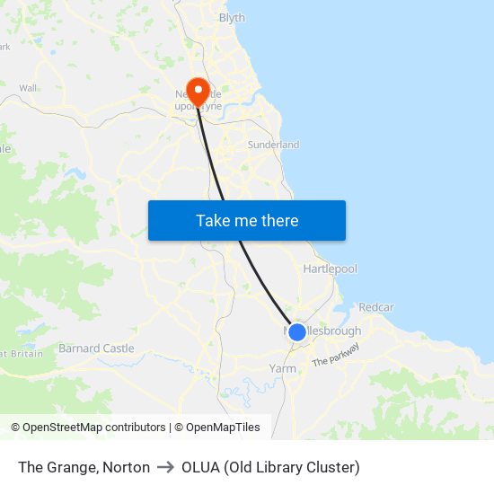 The Grange, Norton to OLUA (Old Library Cluster) map