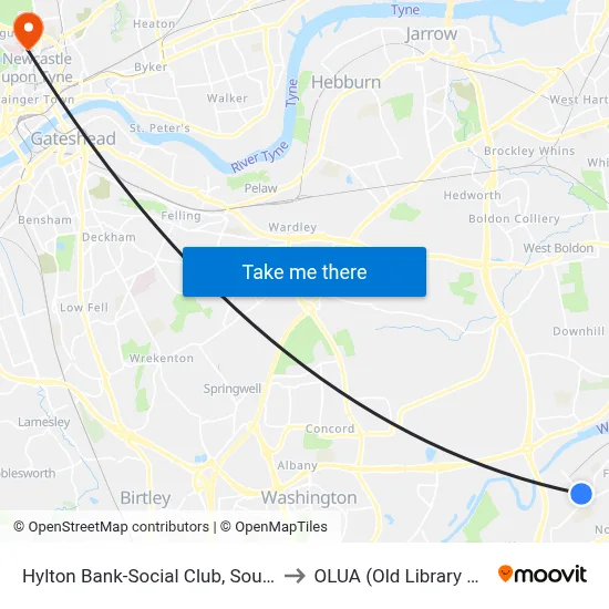 Hylton Bank-Social Club, South Hylton to OLUA (Old Library Cluster) map