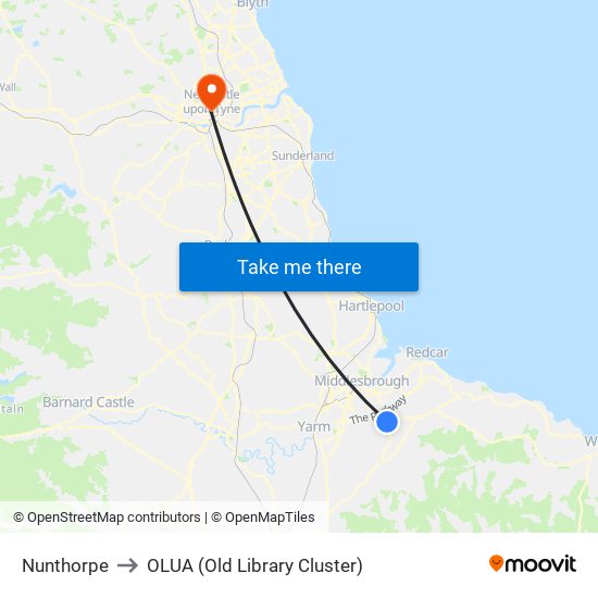 Nunthorpe to OLUA (Old Library Cluster) map