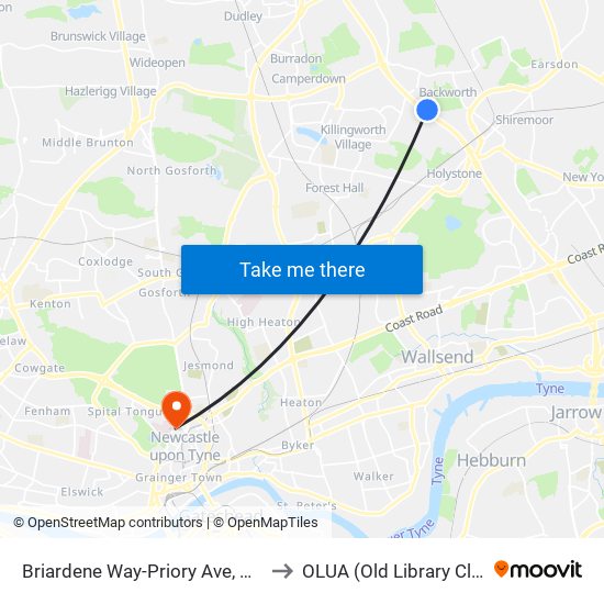 Briardene Way-Priory Ave, Holywell to OLUA (Old Library Cluster) map