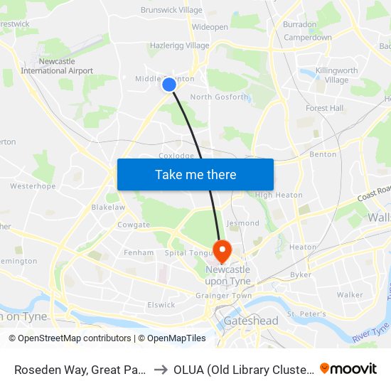 Roseden Way, Great Park to OLUA (Old Library Cluster) map