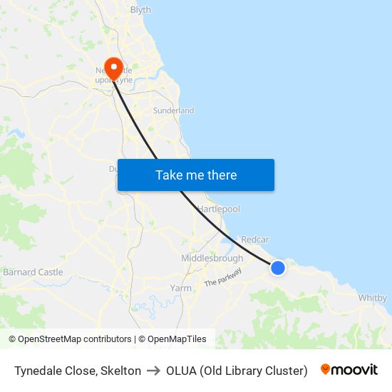 Tynedale Close, Skelton to OLUA (Old Library Cluster) map