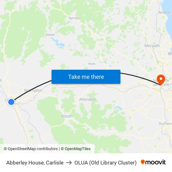 Abberley House, Carlisle to OLUA (Old Library Cluster) map