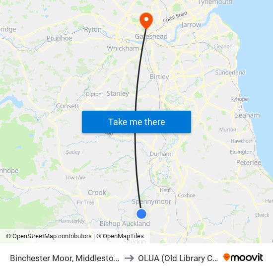 Binchester Moor, Middlestone Moor to OLUA (Old Library Cluster) map