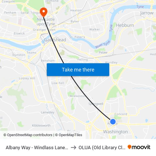 Albany Way - Windlass Lane, Albany to OLUA (Old Library Cluster) map