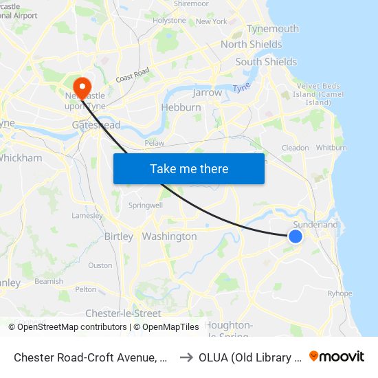 Chester Road-Croft Avenue, High Barnes to OLUA (Old Library Cluster) map