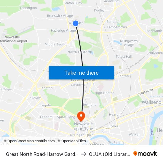 Great North Road-Harrow Gardens, Wideopen to OLUA (Old Library Cluster) map