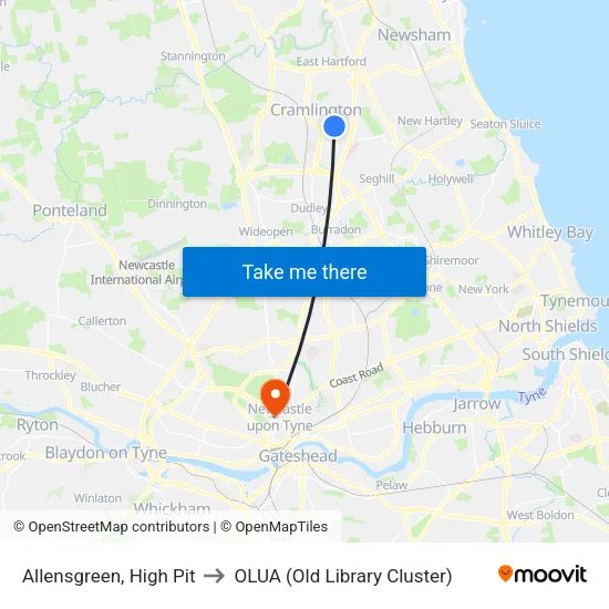 Allensgreen, High Pit to OLUA (Old Library Cluster) map
