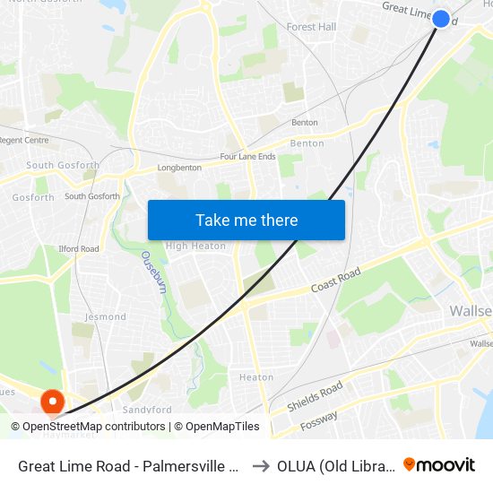 Great Lime Road - Palmersville Metro, Palmersville to OLUA (Old Library Cluster) map