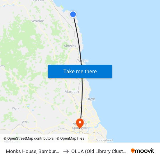 Monks House, Bamburgh to OLUA (Old Library Cluster) map