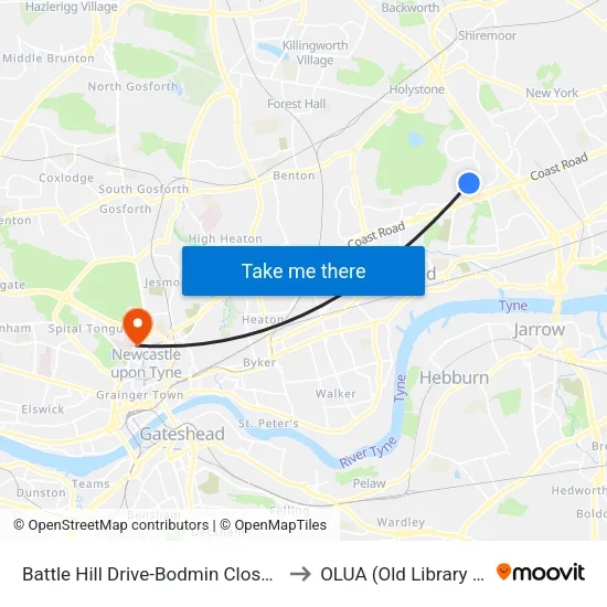 Battle Hill Drive-Bodmin Close, Battle Hill to OLUA (Old Library Cluster) map