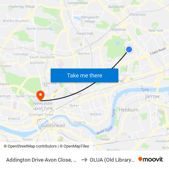 Addington Drive-Avon Close, Hadrian Park to OLUA (Old Library Cluster) map