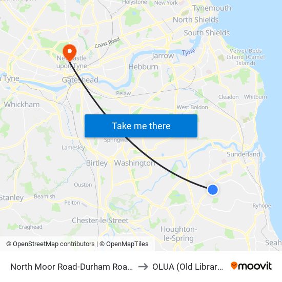 North Moor Road-Durham Road-, Farringdon to OLUA (Old Library Cluster) map