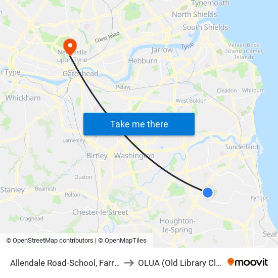 Allendale Road-School, Farringdon to OLUA (Old Library Cluster) map