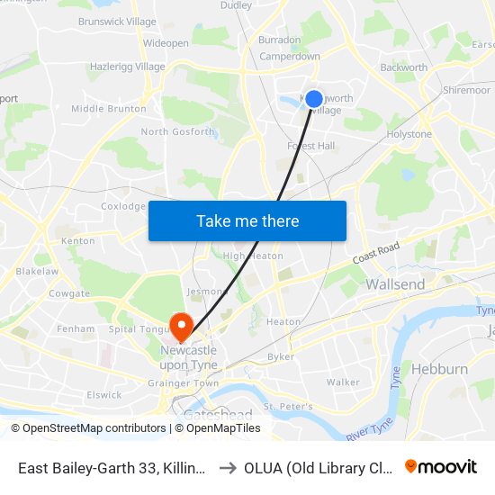 East Bailey-Garth 33, Killingworth to OLUA (Old Library Cluster) map