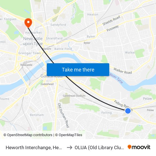 Heworth Interchange, Heworth to OLUA (Old Library Cluster) map