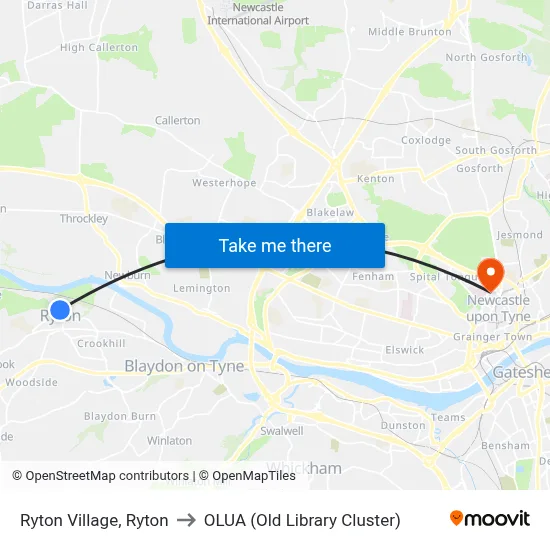 Ryton Village, Ryton to OLUA (Old Library Cluster) map
