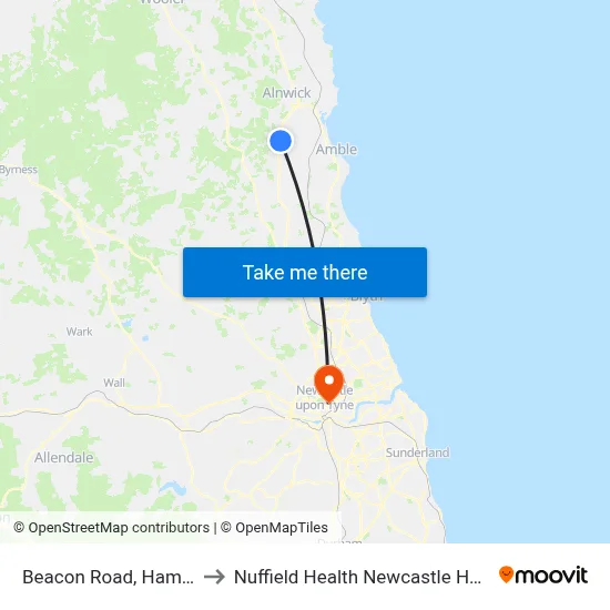 Beacon Road, Hampeth to Nuffield Health Newcastle Hospital map